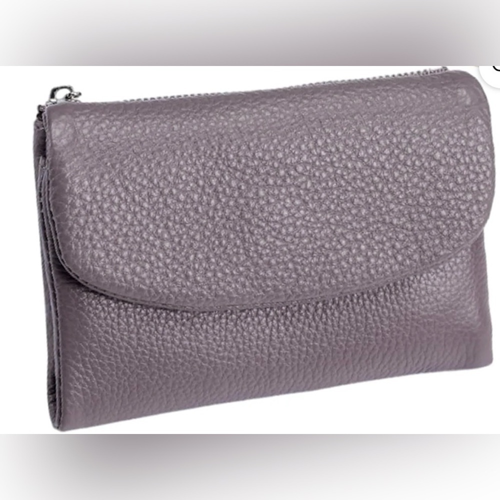 Elegant Gray Leather Clutch